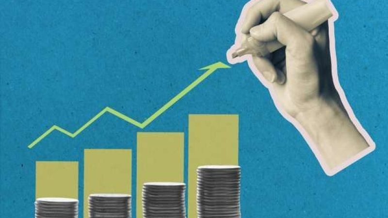 stacks of coins and growth graph. Hand draws a graph of growth. Profitable investment, business concept. art collage.